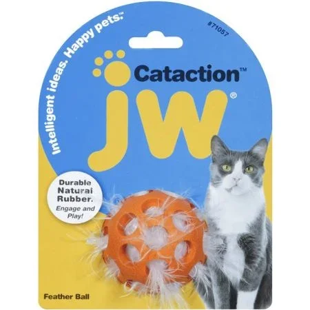 JW Pet Cataction Feather Ball Interactive Cat Toy 1 count