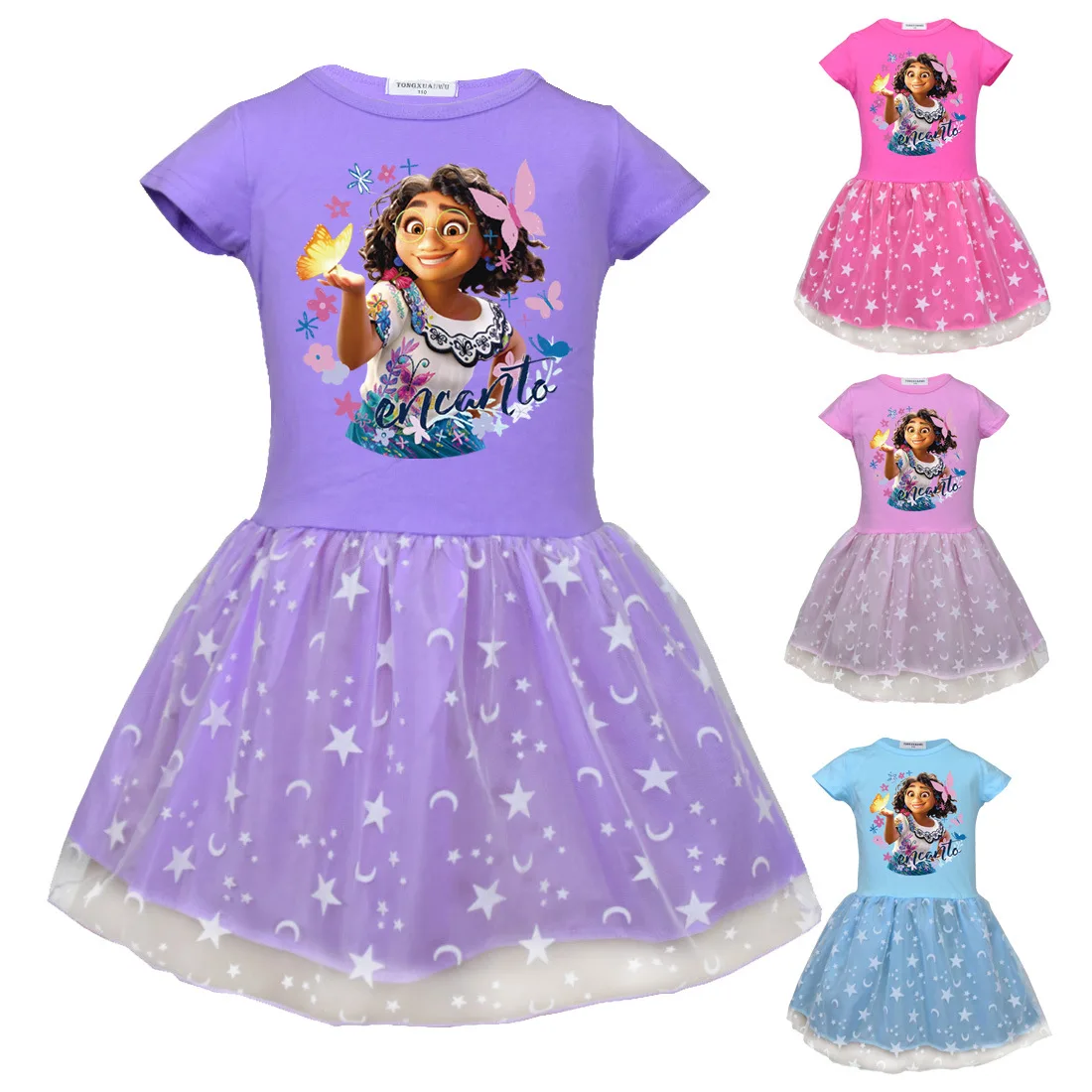 

New Disney Encanto Mesh Skirt 2022 Summer Cartoon Print Cute Girls Middle and Small Children's Dress 3-8Y