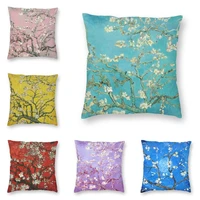 almond blossoms pillow case for sofa flowers painting nordic home decor cushion cover velvet pillowcase 4545 cm