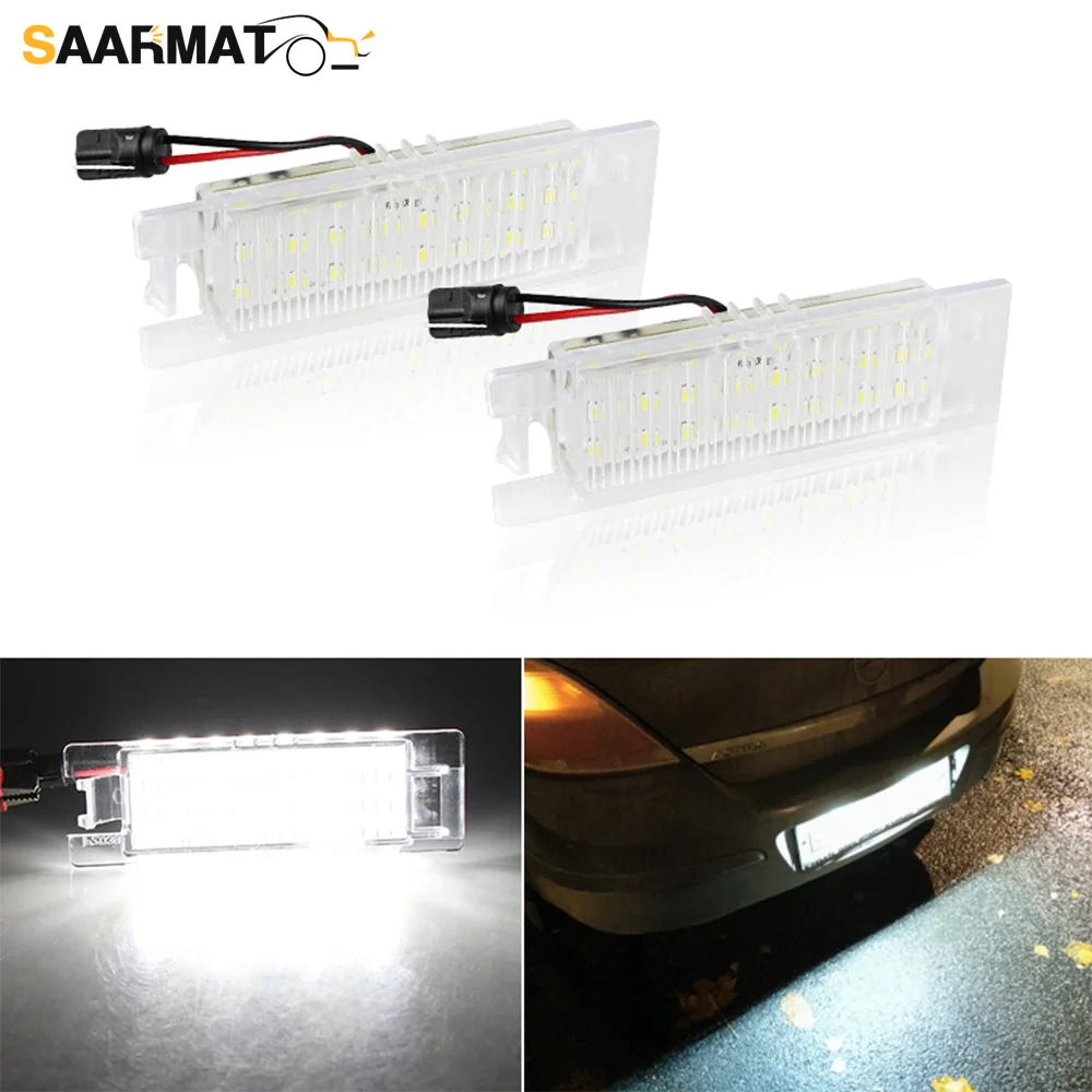 Фото Светодиодные лампы для номерного знака для Opel Astra H J K Corsa Zafira Insignia Vectra Meriva Adam или Vauxhall, 2 шт. без ошибок №1