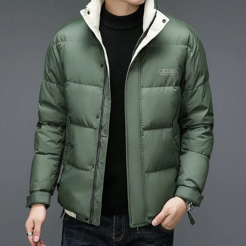 Winter Men Lightweight Puffer Basic Coats Black Khaki Gray Green Thiken Thermal Puff Jackets Quilted Outerwear Male Warm Outfits