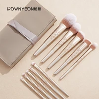 rownyeon high qauilty custom private label color colorful rose gold blending makeup brushes set with case