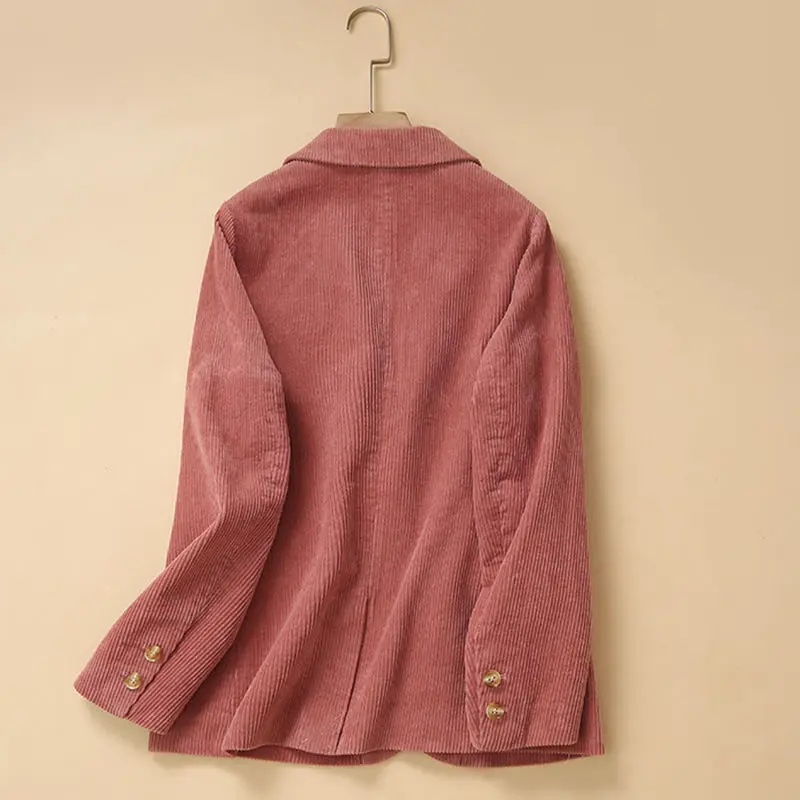Retro Corduroy Long Sleeve Women Blazer Korean Fashion Office Ladies Business Spring and Autumn Jacket Slim Fit New Hot Sale