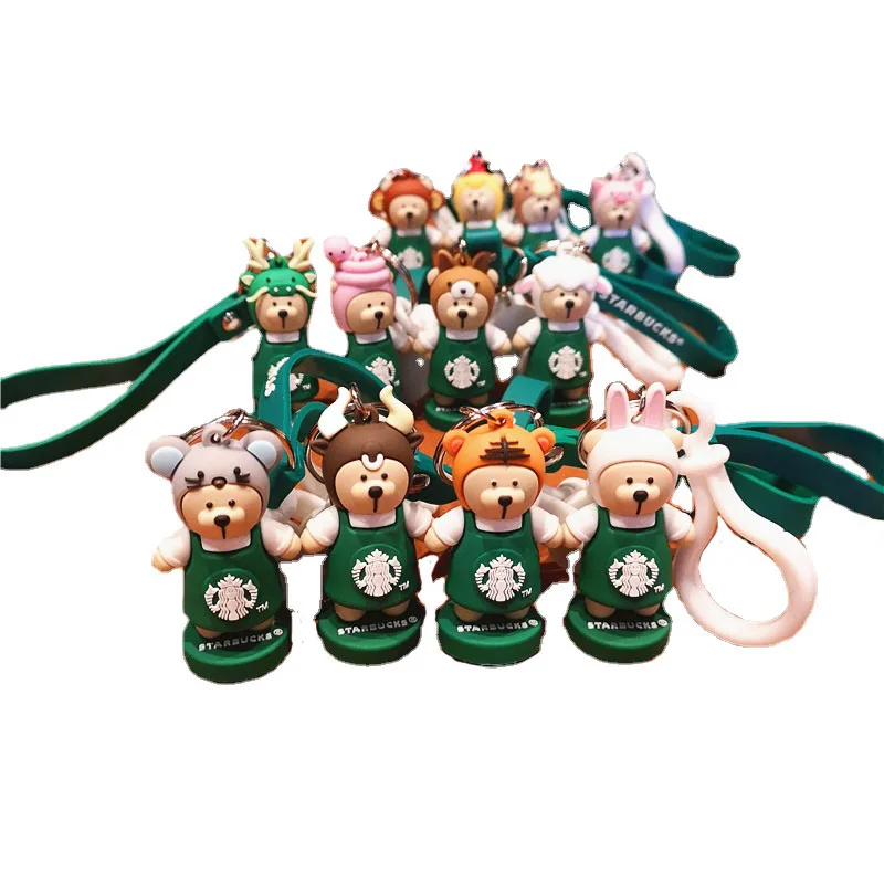 

Starbuckes китайские зодиаки, коричневые медведи, коллекция украшений, брелок для ключей, куклы, подарок для детей, модели животных, настольное у...