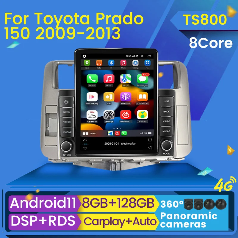 8G + 128G IPS Tesla Style Android 11 автомобильное радио мультимедийный видеоплеер для Toyota Land