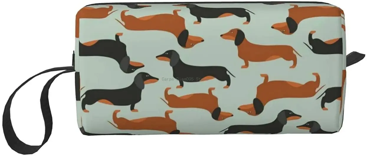 

Dachshund Travel Cosmetic Bag Pen Pencil Case Portable Toiletry Brush Storage, Multi-Function Makeup Carry Case with Zipper