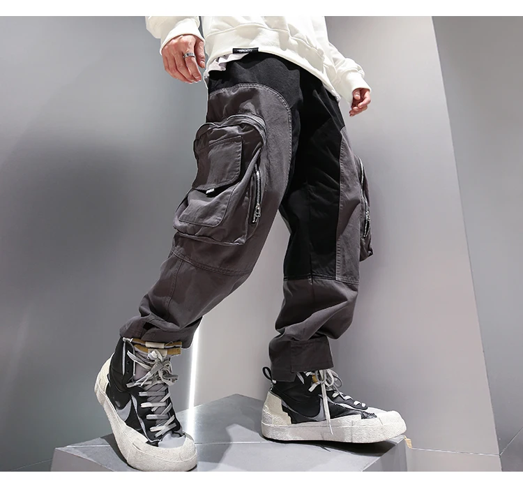 

22SS Spring Hip Hop Fashion High Quality Harajuku Patchwork Jogging Pants Streetwear Korean Casual Cargo Trousers Men Joggers