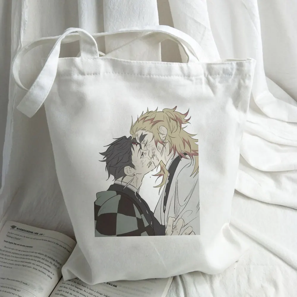 

Японские вместительные женские сумки, холщовая Повседневная мультяшная Сумочка на плечо с принтом аниме «убийца демонов» в стиле Харадзюк...