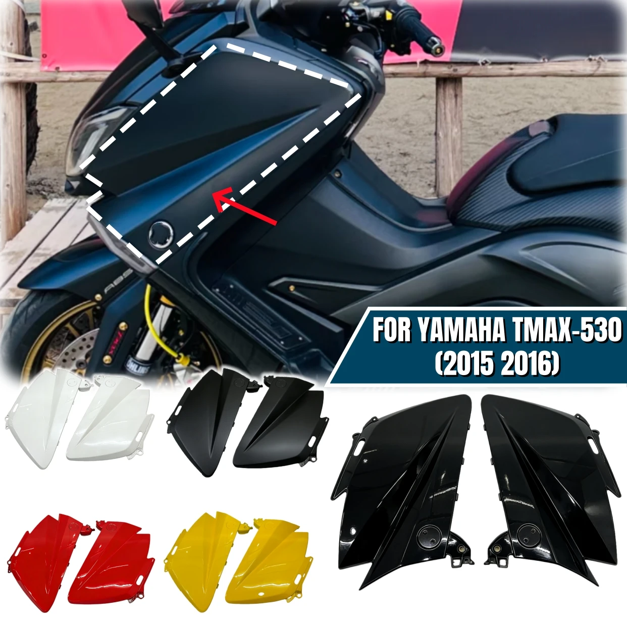 Фото Для Yamaha TMAX 530 2015-2016 мотоцикла, передняя фара, боковой обтекатель, АБС-пластик, крышка корпусной панели, запасные части, комплект запасных частей №1