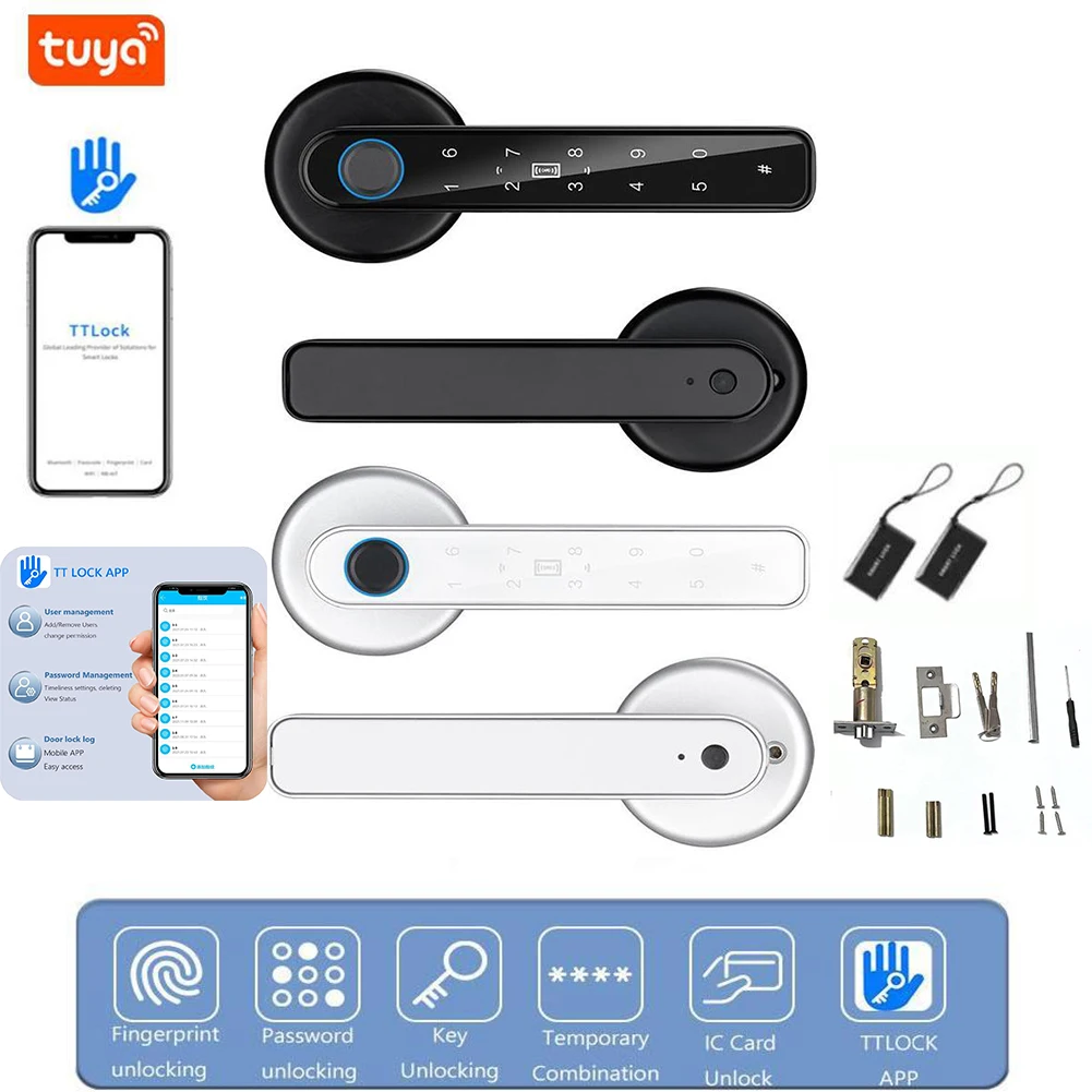 

Tuya Wifi Electronic Smart Door Lock Biometric Fingerprint Locker Tuya APP Remote Unlocking Keyless Entry Digital Password Lock