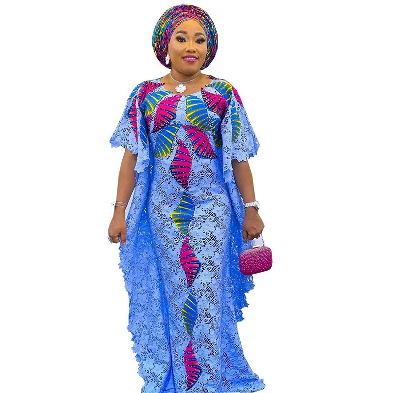 Muslim Abaya 2 Piece Sets New Dashiki African Dresses For WomenTraditional Fashion Lace Loose Bat Robe Big Size Boubou Africain