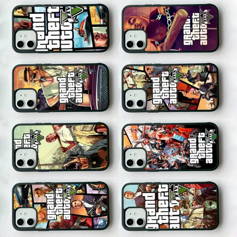 

MaiYaCa gta 5 Grand Phone Case Silicone PC+TPU Case for iPhone 11 12 13 Pro Max 8 7 6 Plus X SE XR Hard Fundas