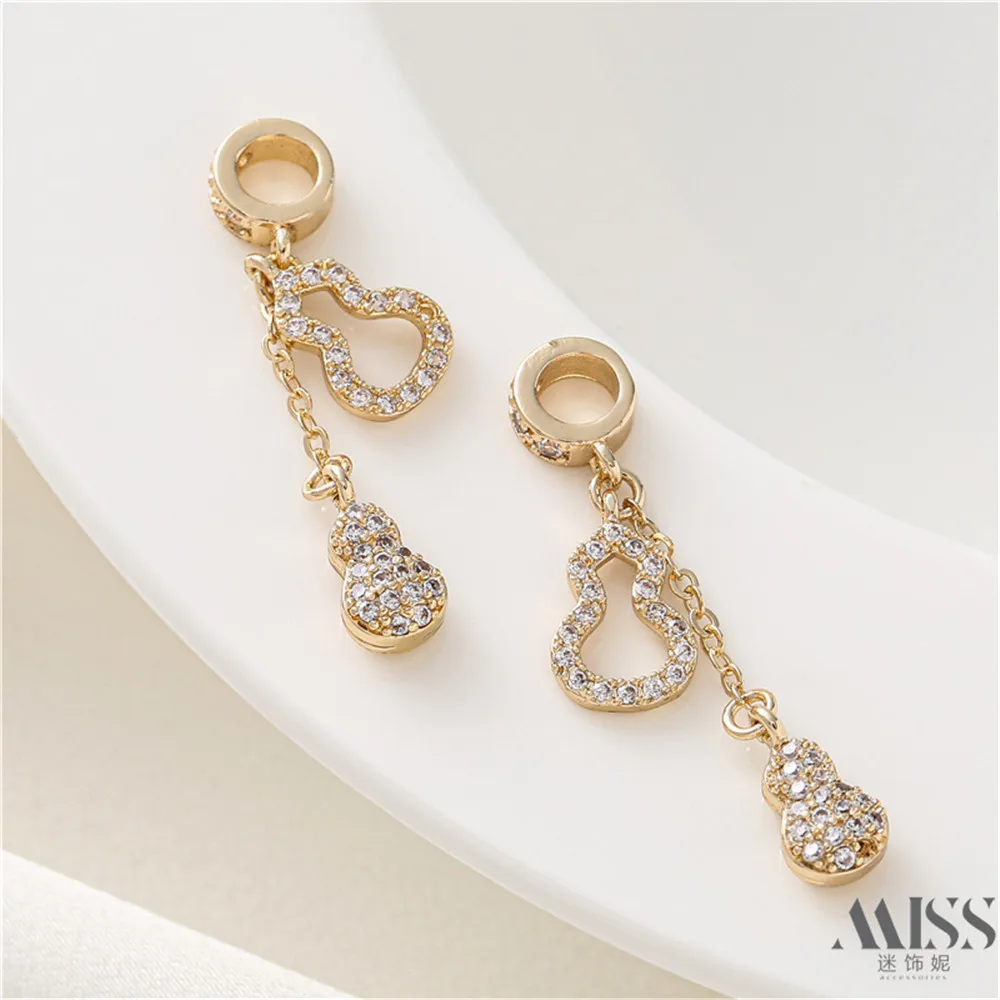

14K gold extension chain inlaid zircon gourd three-piece set tail chain DIY bracelet necklace pendant pendant accessories