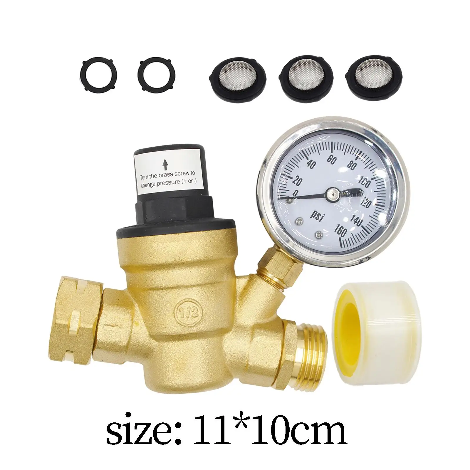 Клапан давления воды с манометром Прицеп Редукционный клапан в саду