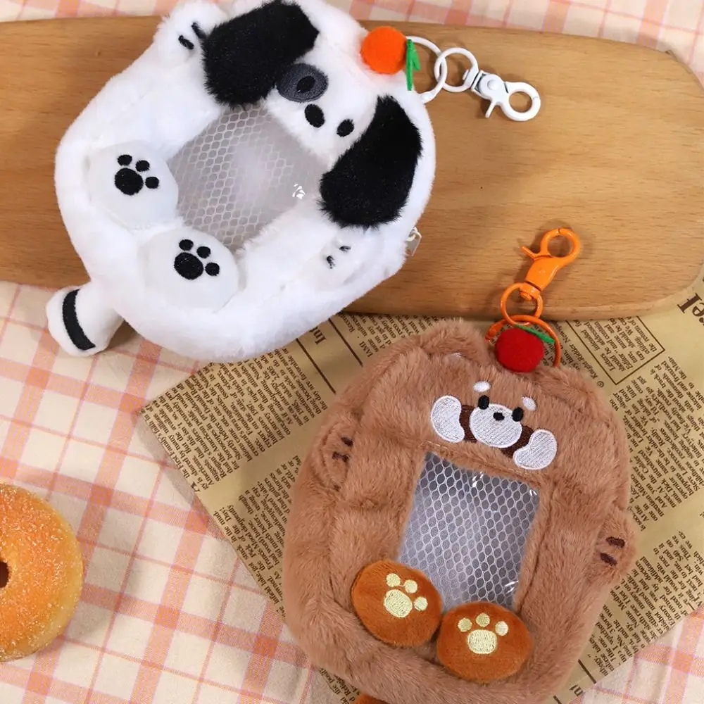 Плюшевый держатель для фотокарт с собакой красной пандой и подвеской-брелком