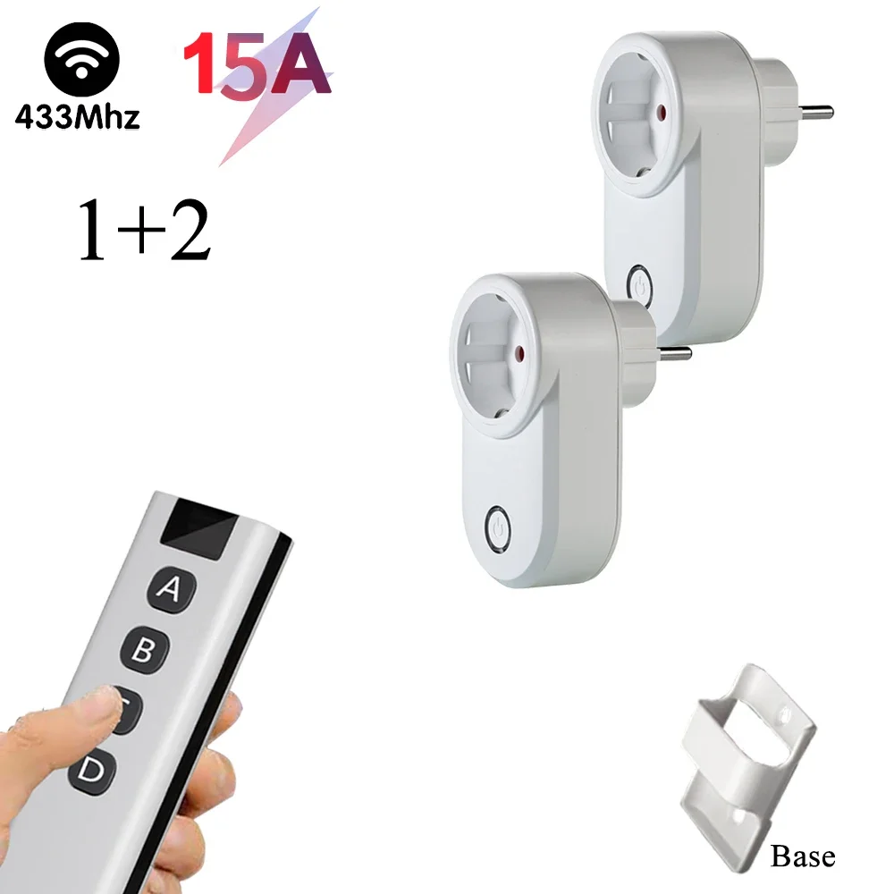 

Смарт-вилка 433 МГц, беспроводная розетка, пульт дистанционного управления, 15 А, ЕС, FR, настенная электрическая розетка, аксессуары, программатор, переключатель AC220V, светодиодный HomeDIY