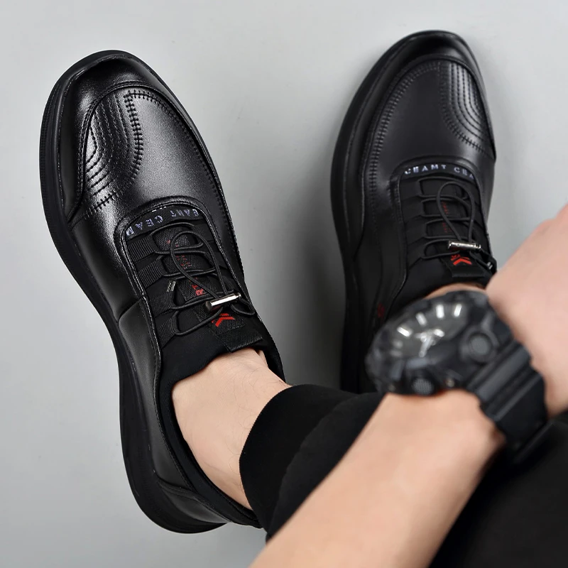 

Мужские туфли из коровьей кожи, черные повседневные туфли в британском стиле, увеличивающие рост, 5 см, 7 см, осень 2022
