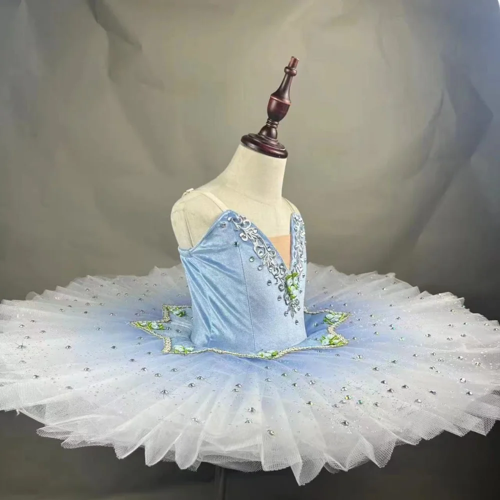 Профессиональная балетная пачка для девочек синяя балерина танцевальный костюм