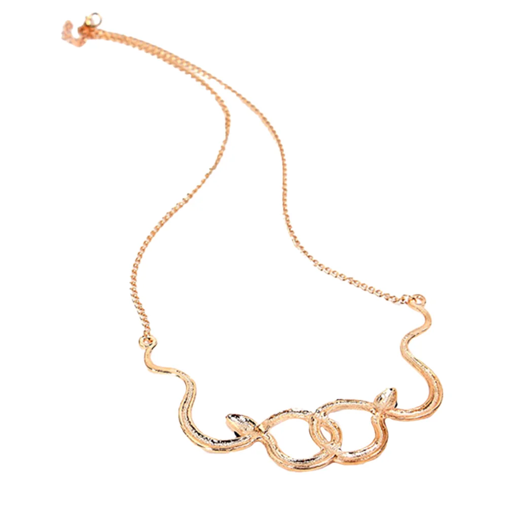 

1pc Necklace Double Snake Attractive Delicate Chic Clavicle Chain for
