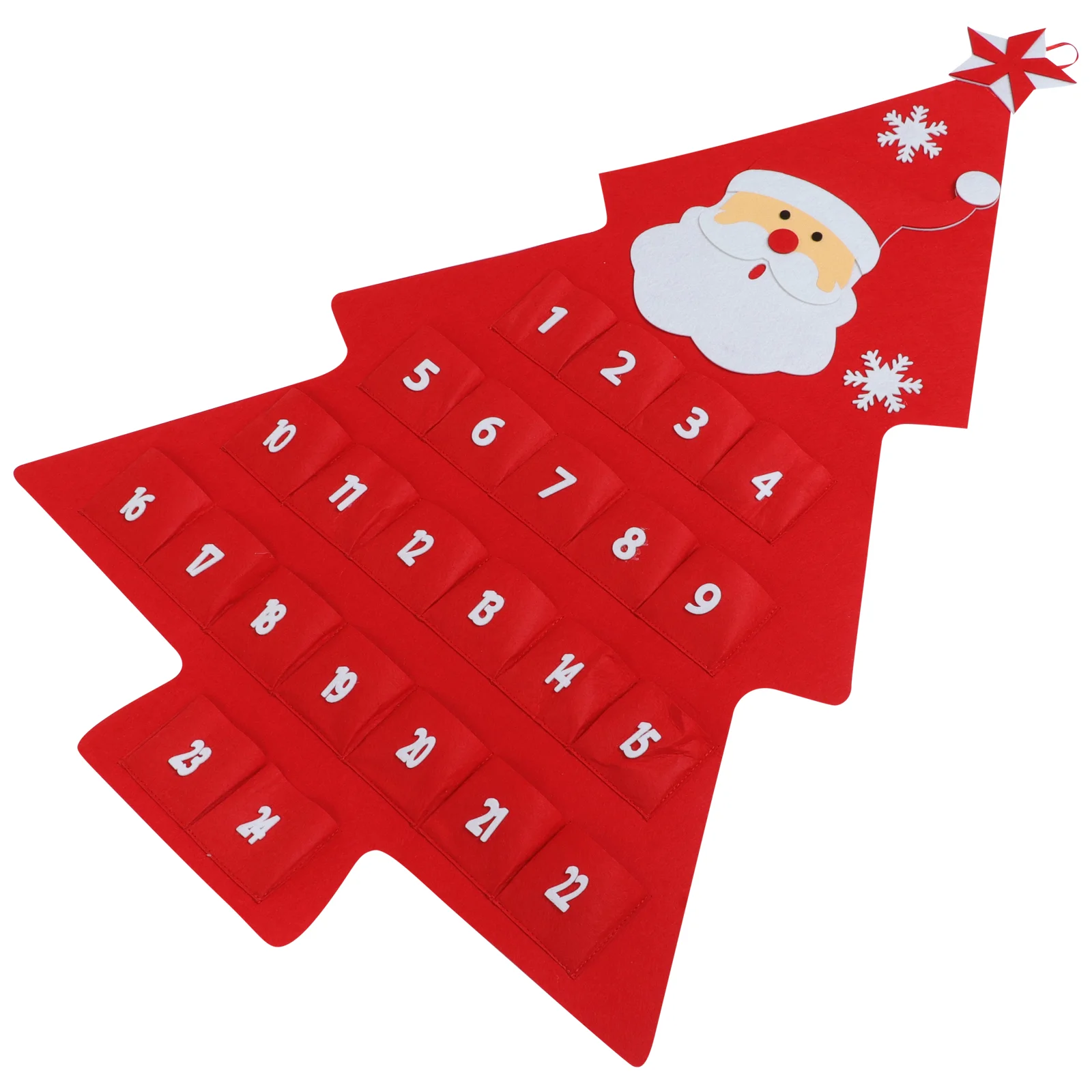 

3d Santa Felt Advent Calendar with Pockets 24 Days Hanging Christmas Countdown Calendar for Indoor Home Door Wall Decor