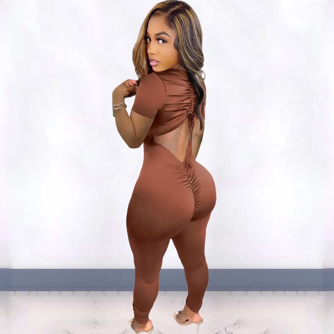 

Однотонные летние женские комбинезоны с коротким рукавом и поясом, модные брюки с высокой талией, уличная Клубная одежда