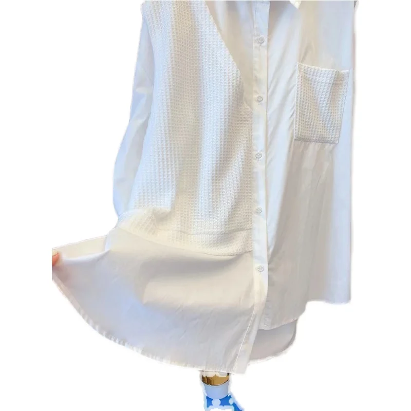 Big Sale Leak-Picking Counter Withdraw Brand Women's Clothing Autumn Patchwork Waffle Fake Two-Piece Female Sl... |