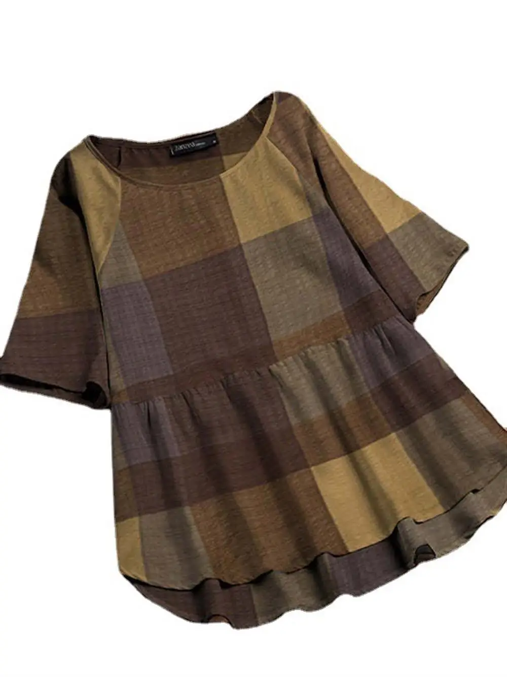 

Футболка женская с коротким рукавом, Модный Цветной топ в стиле пэчворк, Повседневная Туника с круглым вырезом, на лето