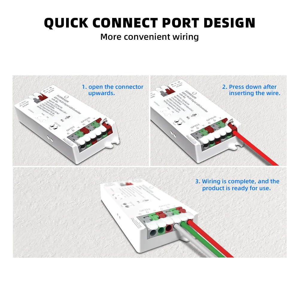 Фото Контроллер светодиодных лент DOMRAEM WLED ESP32 с музыкальным микрофоном USB-C 5 В Plug Play 2 выхода 16 А Макс. домашний помощник WS2811 WS2812B SK6812 №3