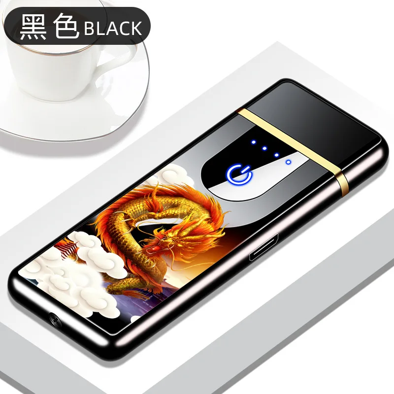 

New Windproof Fingerprint Touch USB Lighter Electronic Charging Lighter Ultra-Thin Double-Sided Electric Heating Wire Torch