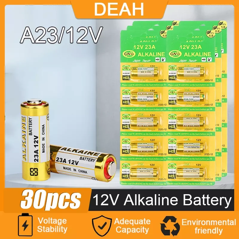 

30pcs/Lot Alkaline Battery 12V 23A 23GA 21/23 A23 A23S E23A EL12 MN21 MS21 V23GA MN21 L1028 RV08 GP23A K23A For Doorbell Remote