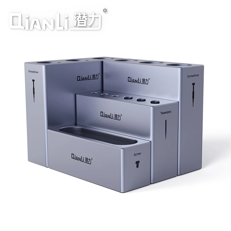 

QIANLI замечательный ящик для хранения из алюминиевого сплава, отвертки, пинцеты, винты, Магнитная стойка для хранения, органайзер, многофункциональная зеркальная