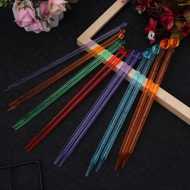 

7 пар, 14 шт., 7 размеров, набор пластиковых вязальных спиц