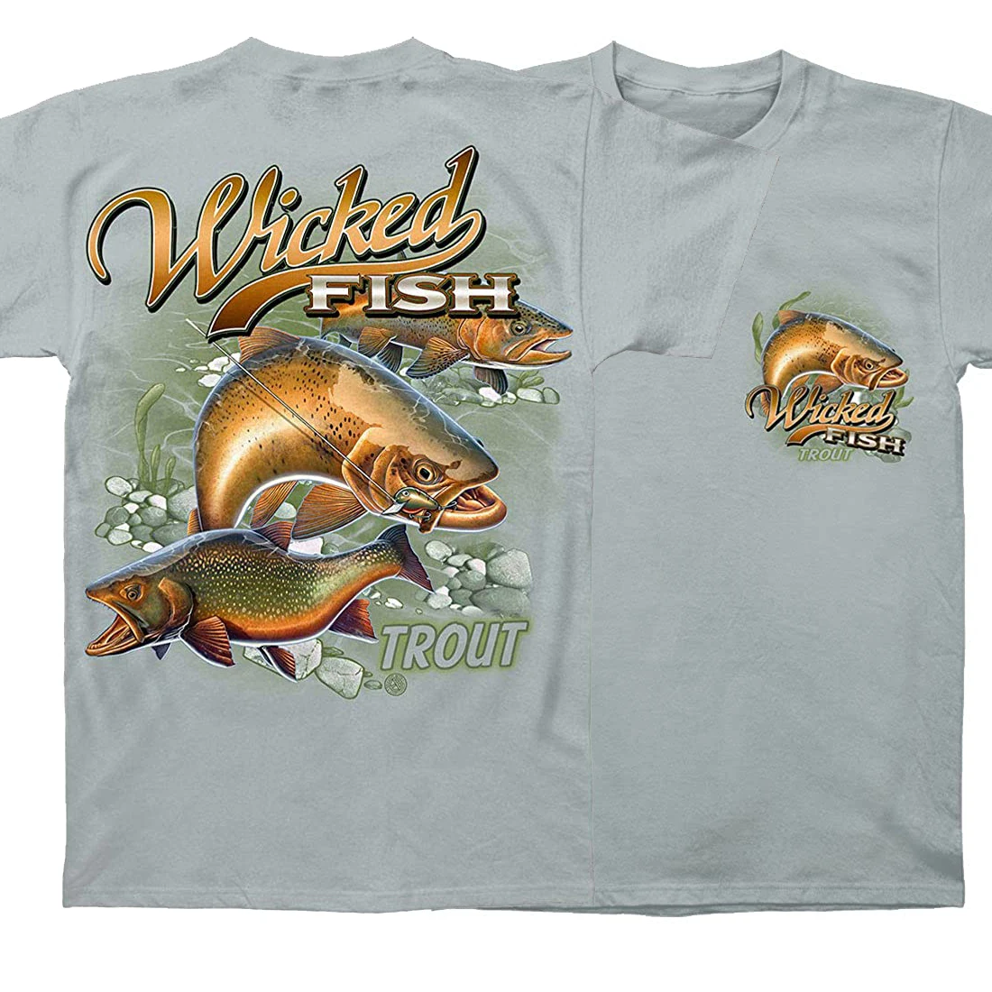 

Wicked Trout Fish Fishing Fisherman Angler Gift T Shirt. Short Sleeve 100% Cotton Casual T-shirts Loose Top Size S-3XL