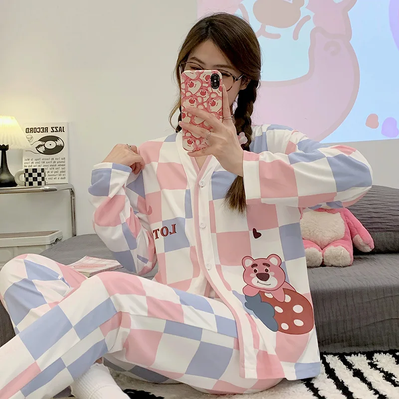 The New High Quality Pajamas for Women Long Sleeve Super Comfortable Cartoon Sleepwear Large Size Loungewear Set Woman 2 Pieces