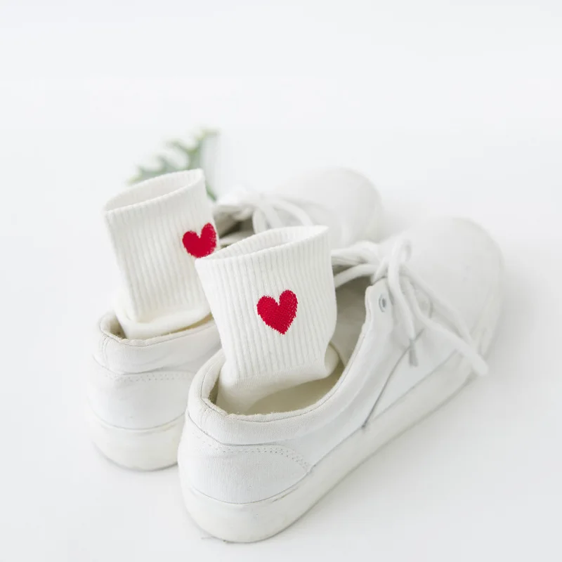 8 pairs Thin Mid-Calf Love Fashion Style Four Seasons Solid Color Casual Cotton Socks