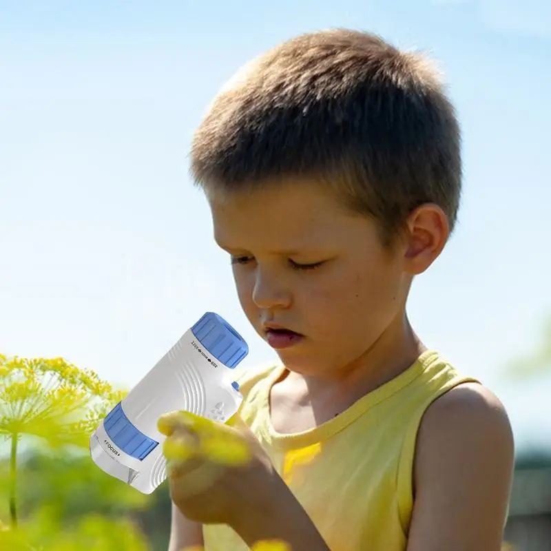 Ручной маленький микроскоп научная игрушка со светодиодной подсветкой 60x-120x
