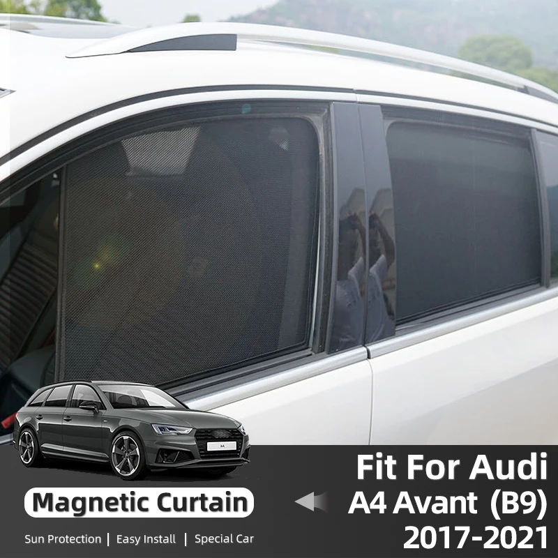 Für Audi A4 B9 Avant 2017-2022 Hinten Seite Fenster Sonnenschutz Visier Magnetische Auto Sonnenschirm Frontscheibe Mesh vorhang