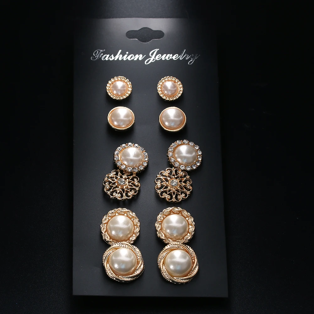 

6 пар, круглые серьги-гвоздики из розового золота