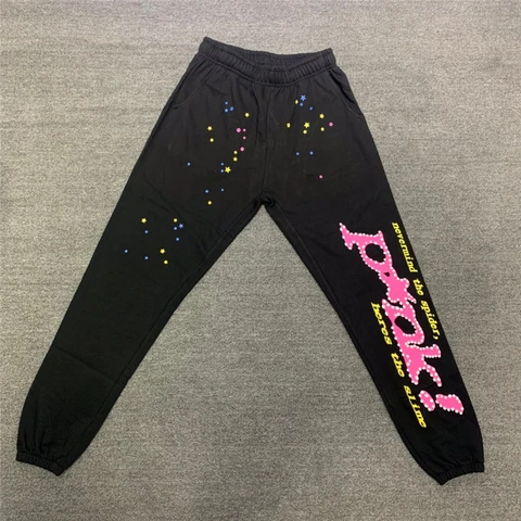 Young Thug 1:1 Best Quality Sp5der Pants Drawstring Trousers Puff Hoodies Web 55555 Sweatpants and Sweatshirt Men and Women Suit