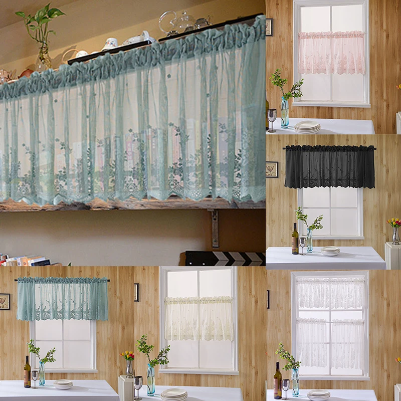 

Modern Lace Jacquard Window Curtain Valance Mosquito Net Fly Screen Short Curtain For Bathroom Balcony Bedroom Home Decor