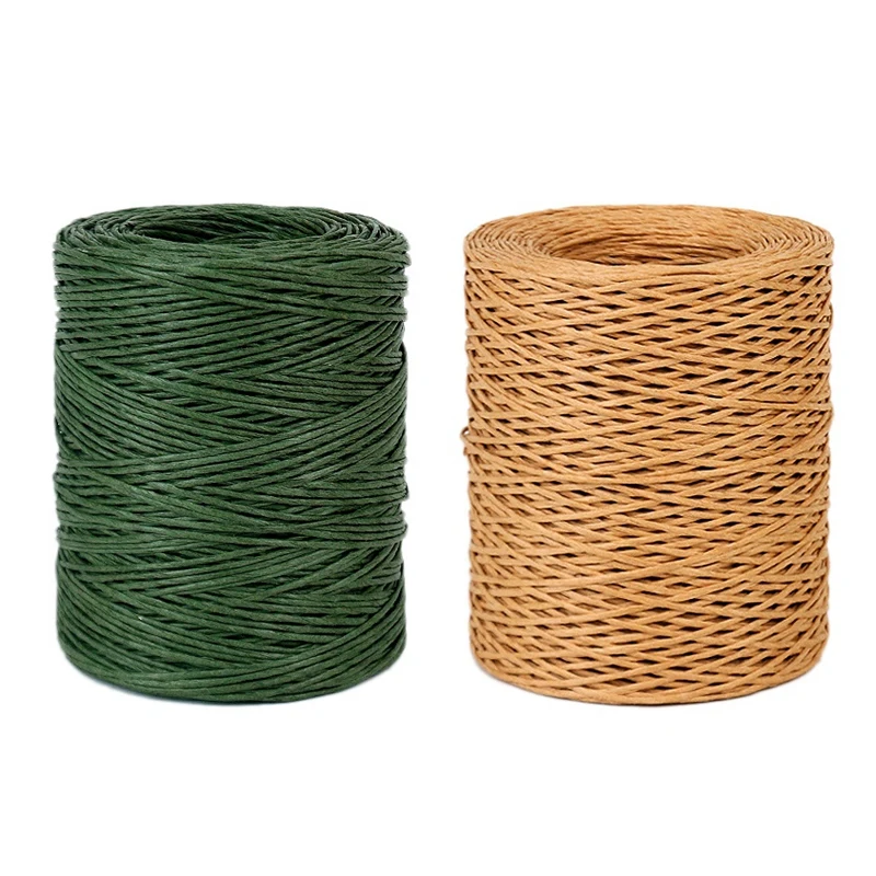 

2X 1.0Mm Light Brown/Green Floral Bind Wire Wrap Twine Handmade Iron Wire Paper Rattan For Flower Bouquets Length: 210M