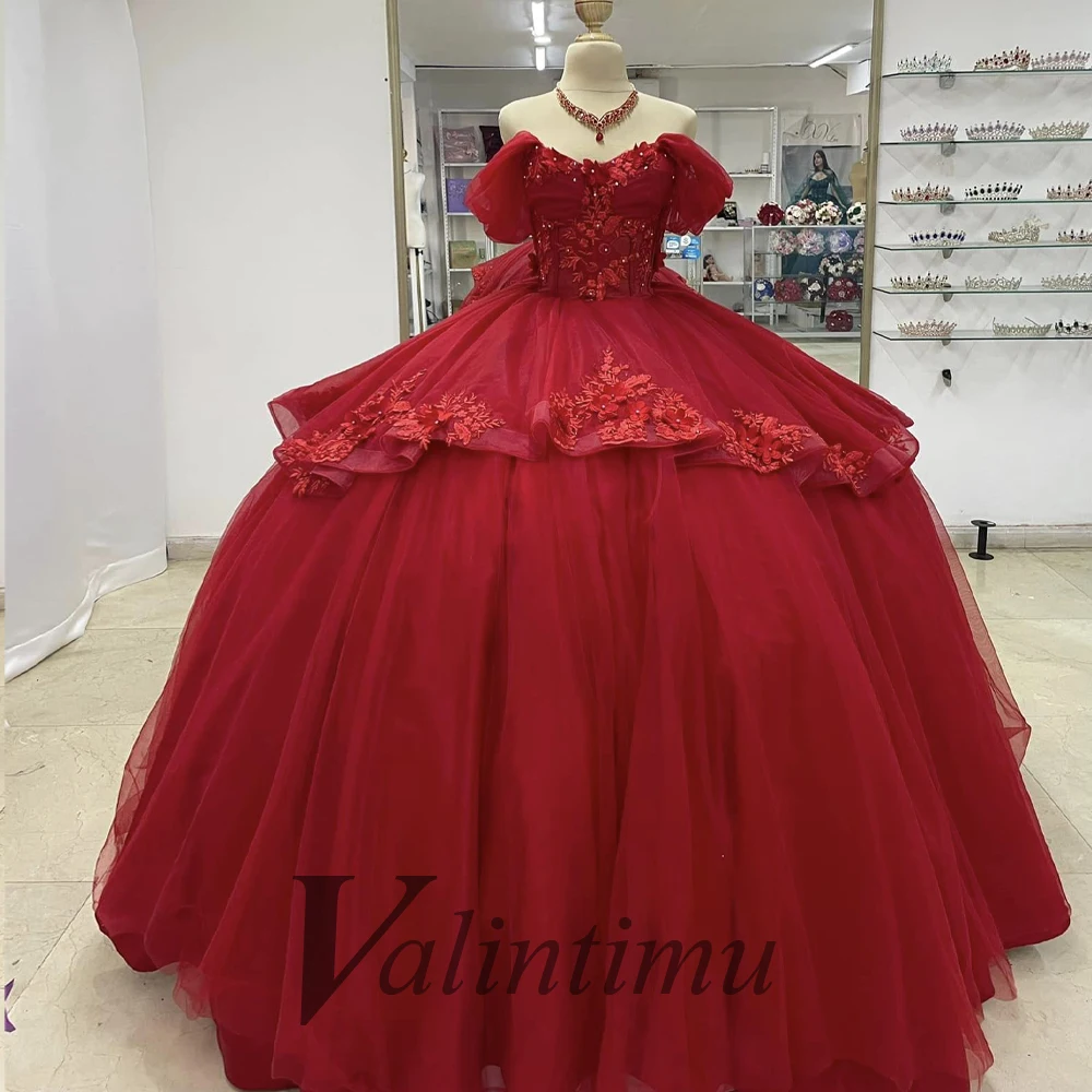 Valintimu Классическое бальное платье с цветочной аппликацией Платье Quinceanera