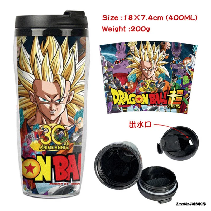 

Fashion Cartoon Dragon Ball Peripheral Creative Decorative Pattern Water Cup Portable Double Insulation Plastic Drinking Cup