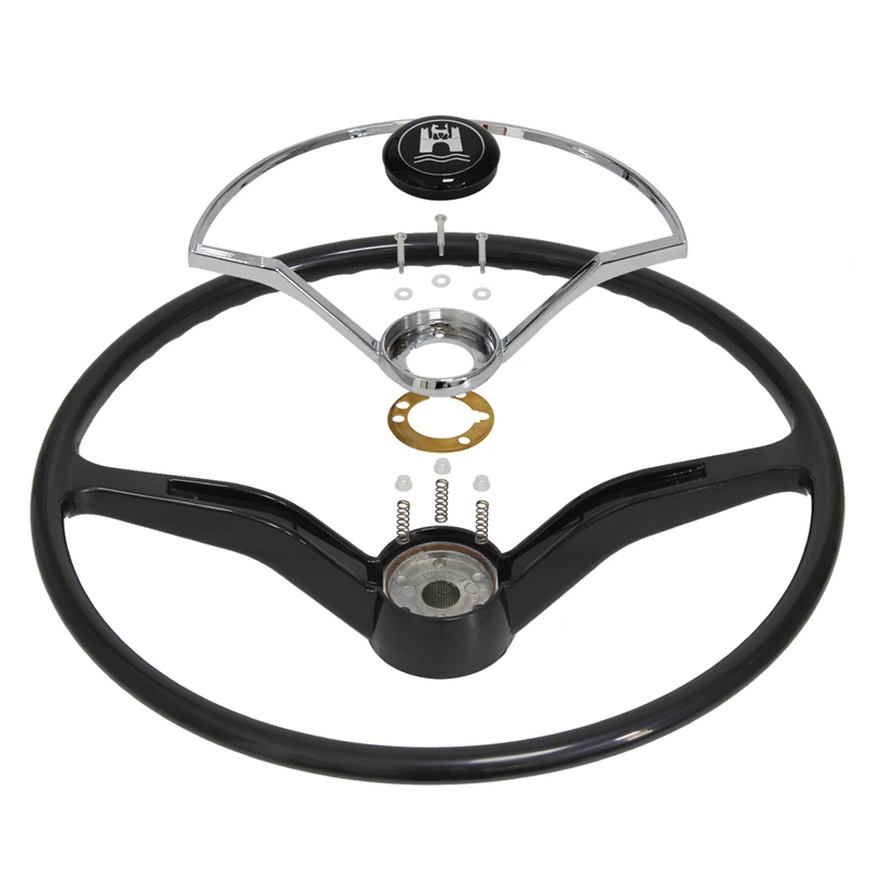 

Steering Wheel with Chrome Ring &Horn Button Fits for Volkswagen Beetle 1962-1971