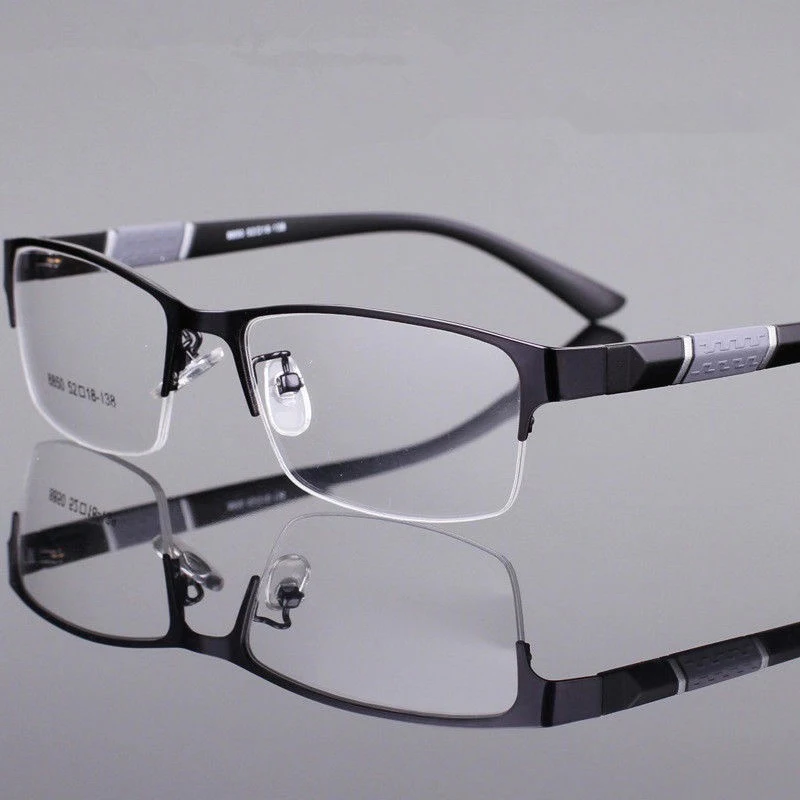 

May Flower Metal Anti-Blue Light Reading Glasses Men Half Frame Prescription Eyeglasses Male TR90 Eyewear With Case óculos