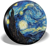 msguide spare tire cover starry night for jeep trailer rv truck 14 15 16 17 inch sunscreen dustproof corrosion proof wheel cover