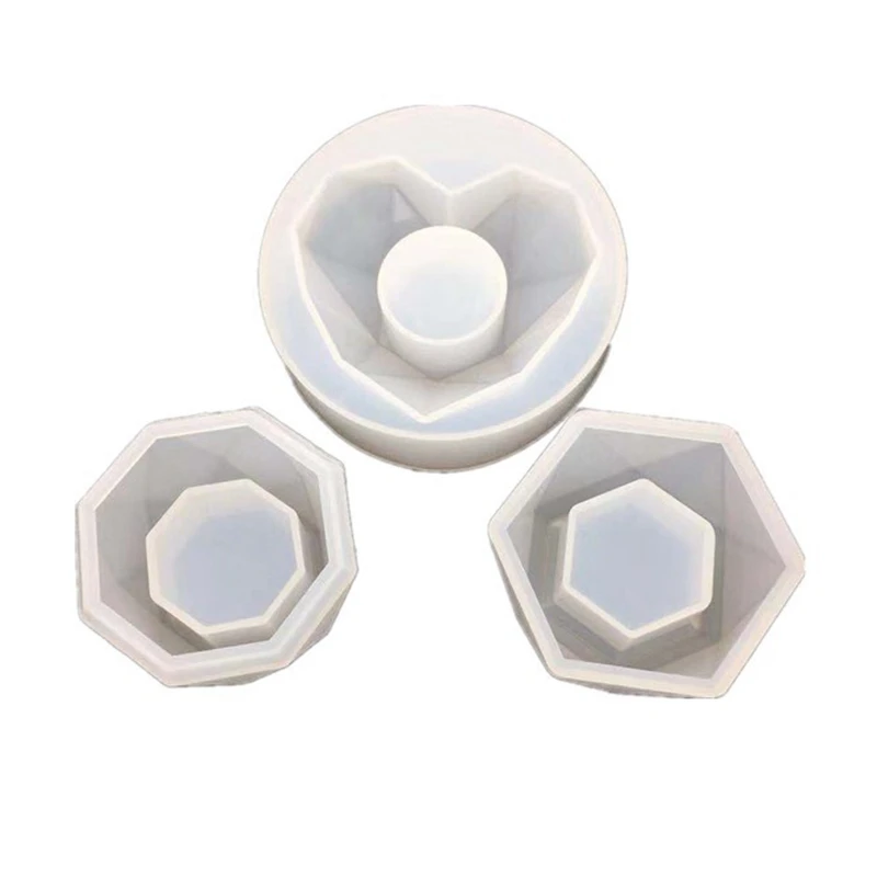 

New 3Pcs DIY Box Silicone Resin Candle Molds Kit Mini Round Square Flower Pot Storage Mold