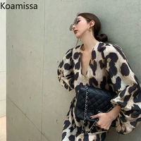 koamissa leopard women fashion maxi dress long sleeves v neck sexy straight dresses female chic korean vestidos 2022 spring