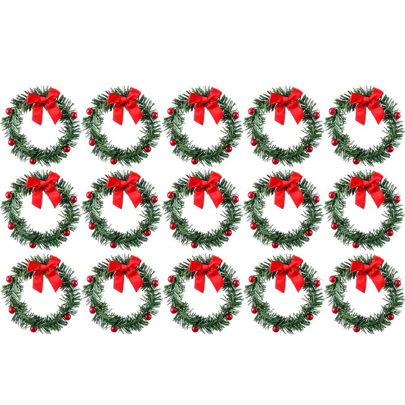 

24 шт. рождественское кольцо для свечи, рождественские красные искусственные свечи в виде ягод, кольца для мини-держателя, кольца для поделок