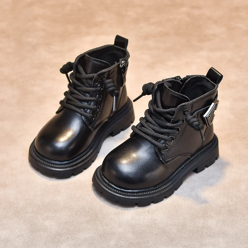 Осенние кожаные ботинки для девочек новые детские ботильоны обувь из